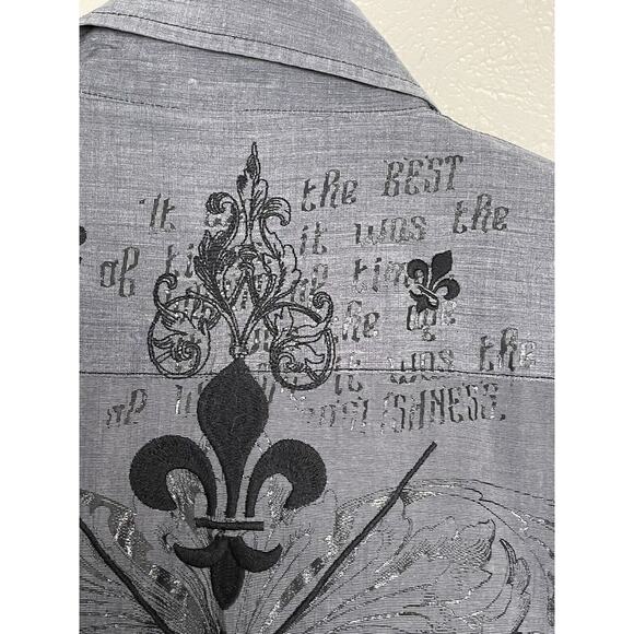 Mens At Collins Dress Shirt Cross Buckle Style Grey Embellishments Size 2XL - Picture 6 of 9